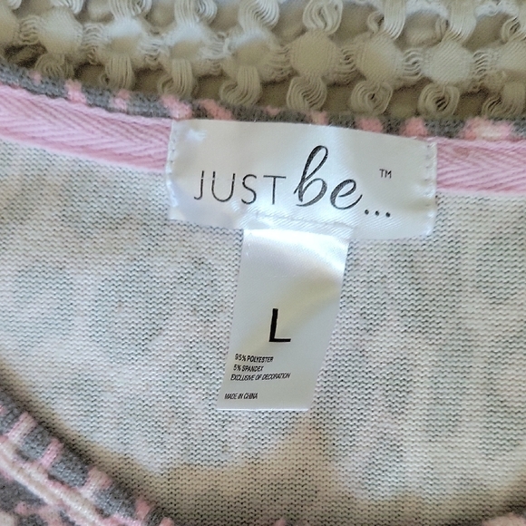 Just Be Womens Oversized L Pink Gray Leopard Print Pajama Set Ultra Soft - Picture 2 of 9